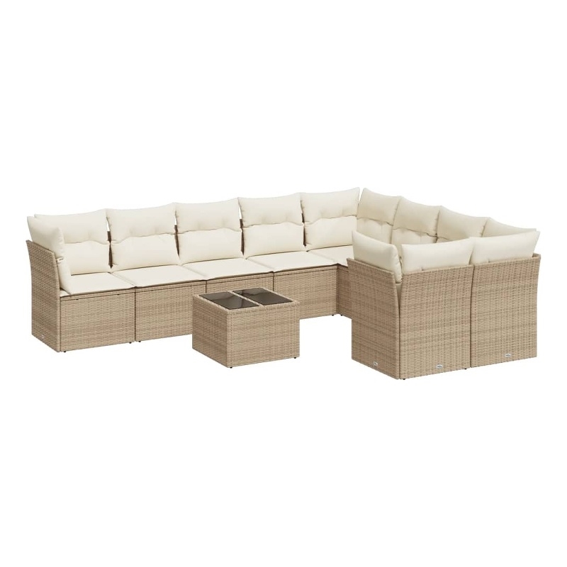 Afuera Living Contemporary Synthetic Poly Rattan Sofa Set in Beige