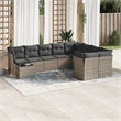 Afuera Living Contemporary 10 Piece Poly Rattan Sofa Set in Gray