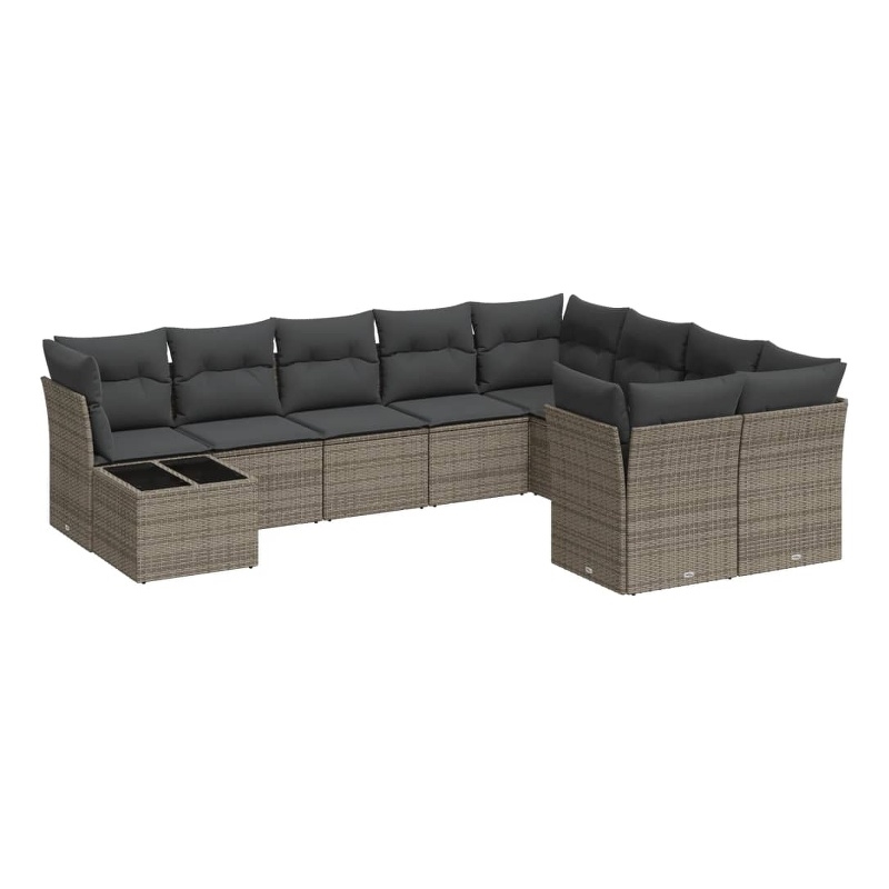 Afuera Living Contemporary 10 Piece Poly Rattan Sofa Set in Gray