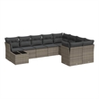 Afuera Living Contemporary 10 Piece Poly Rattan Sofa Set in Gray