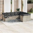 Afuera Living Contemporary Synthetic Poly Rattan 10 Piece Sofa Set in Gray