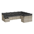 Afuera Living Contemporary Synthetic Poly Rattan 10 Piece Sofa Set in Gray