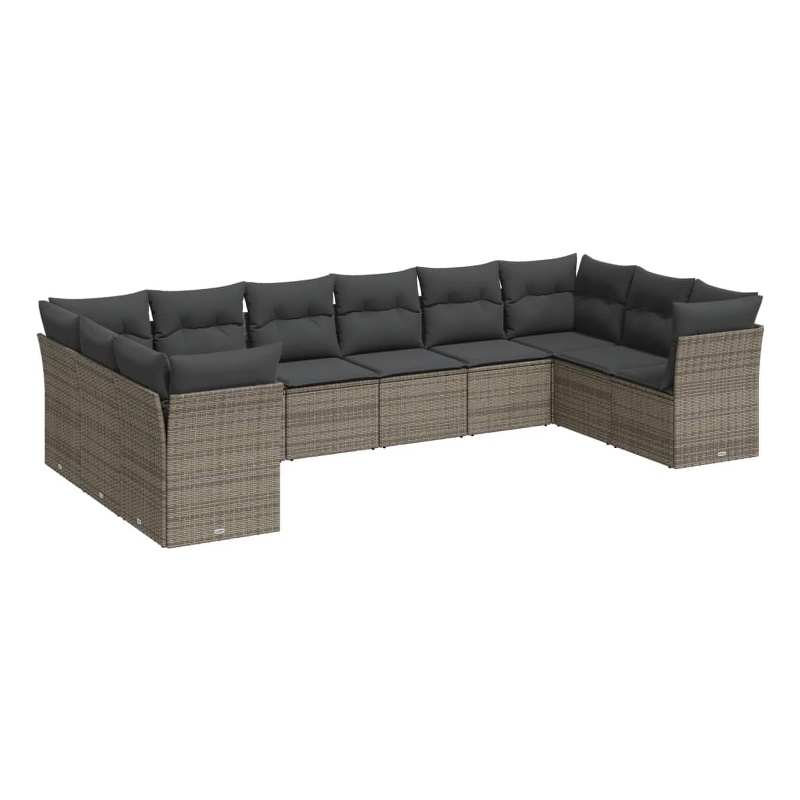 Afuera Living Contemporary 10 Piece Poly Rattan Sofa Set in Gray