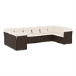 Afuera Living Contemporary 10 Piece Poly Rattan Sofa Set in Brown/Cream