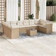 Afuera Living Contemporary 11 Piece Poly Rattan Sofa Set in Cream/Beige