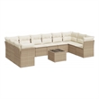 Afuera Living Contemporary 11 Piece Poly Rattan Sofa Set in Cream/Beige