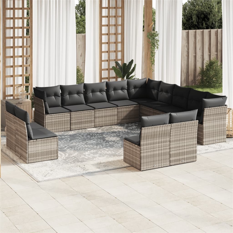 Afuera Living Contemporary 13 Piece Poly Rattan Sofa Set in Gray