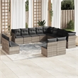 Afuera Living Contemporary 13 Piece Poly Rattan Sofa Set in Gray