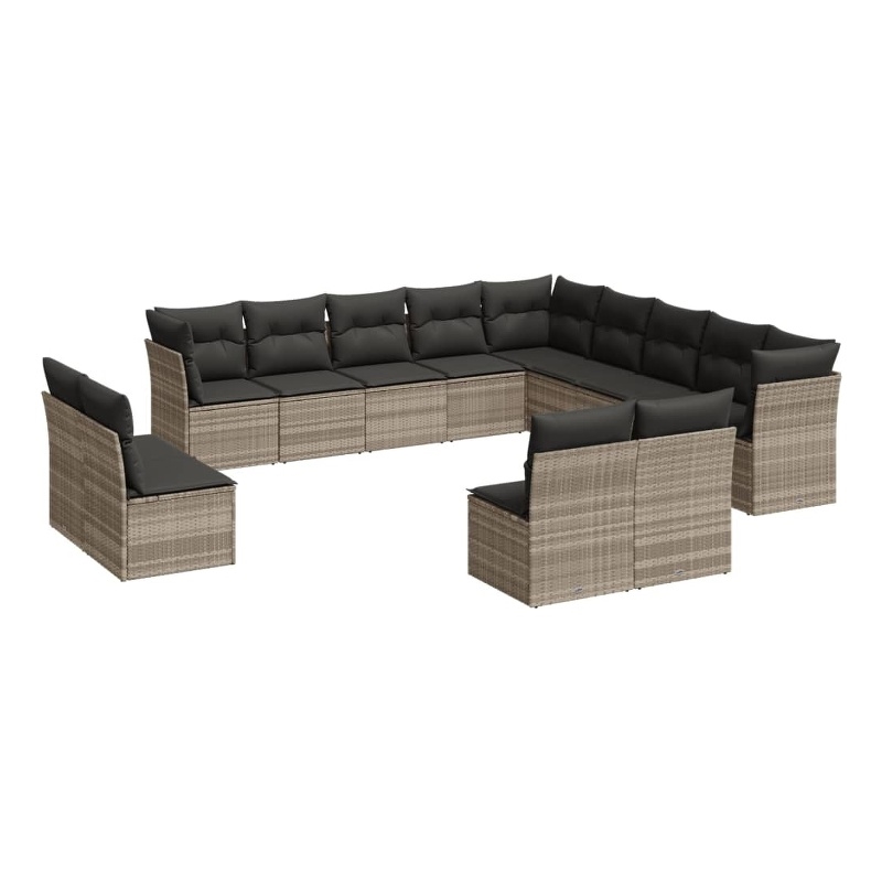 Afuera Living Contemporary 13 Piece Poly Rattan Sofa Set in Gray