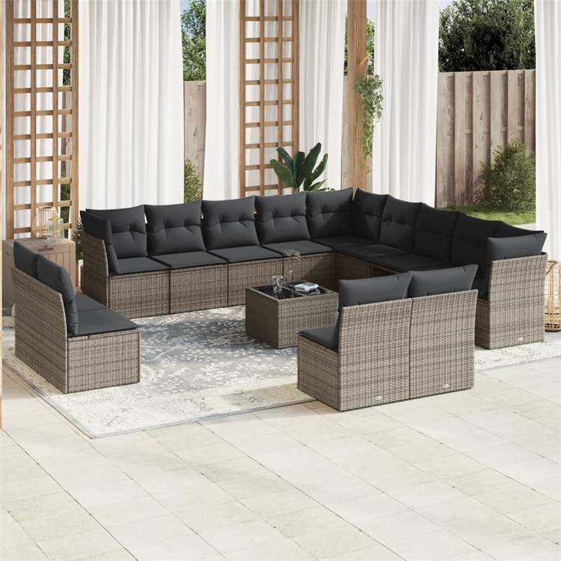 Afuera Living Contemporary Poly Rattan Small Sofa Set in Gray