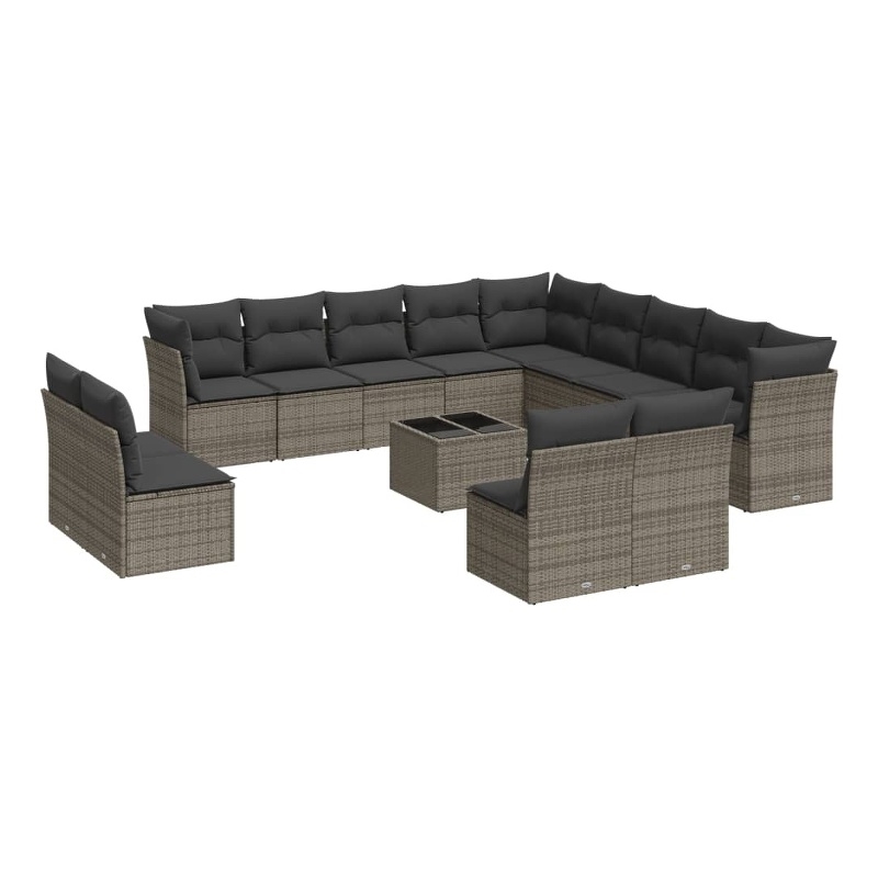 Afuera Living Contemporary Poly Rattan Small Sofa Set in Gray