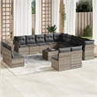 Afuera Living Contemporary 14 Piece Poly Rattan Sofa Set in Gray
