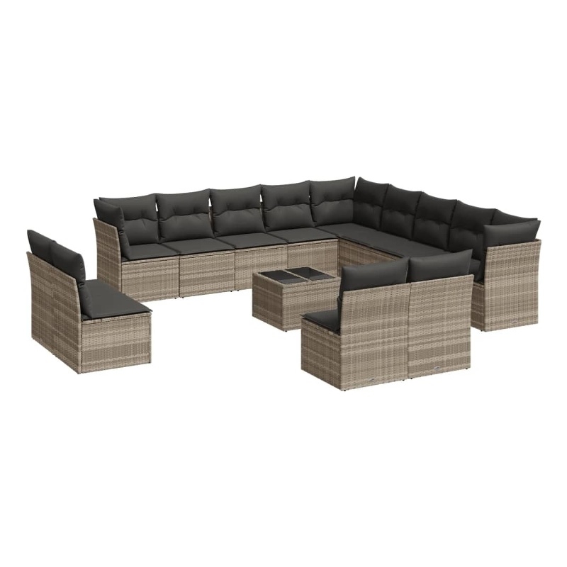 Afuera Living Contemporary 14 Piece Poly Rattan Sofa Set in Gray