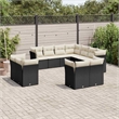 Afuera Living Contemporary 11 Piece Poly Rattan Sofa Set in Black/Cream