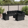 Afuera Living Contemporary Synthetic Poly Rattan 12 Piece  Sofa Set in Black