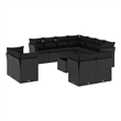 Afuera Living Contemporary Synthetic Poly Rattan 12 Piece  Sofa Set in Black