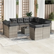 Afuera Living Contemporary 12 Piece Poly Rattan Large Sofa Set in Gray