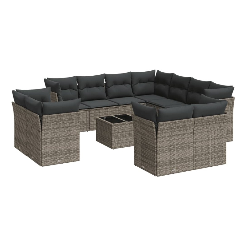 Afuera Living Contemporary 12 Piece Poly Rattan Large Sofa Set in Gray