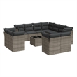 Afuera Living Contemporary 12 Piece Poly Rattan Large Sofa Set in Gray