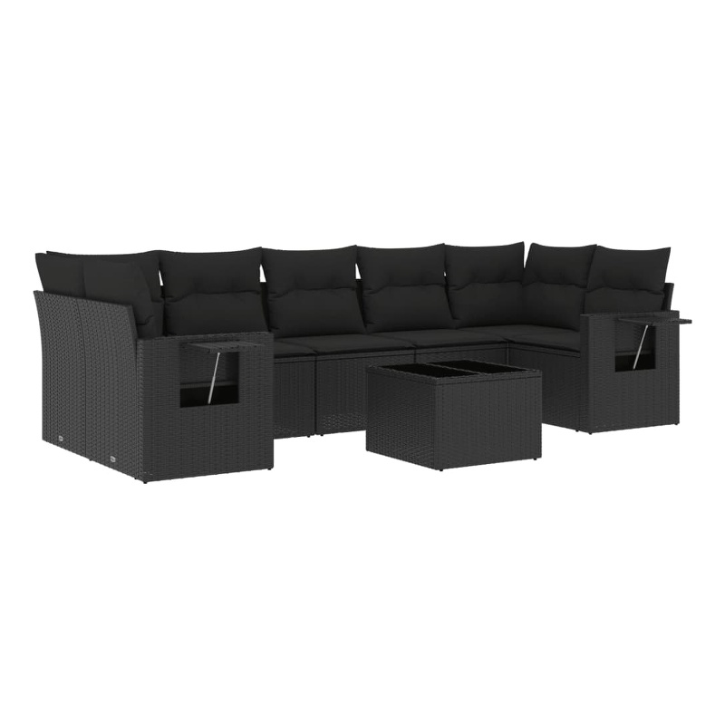 Afuera Living Contemporary Synthetic Poly Rattan Garden Sofa Set in Black