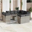 Afuera Living Contemporary 12 Piece Poly Rattan Sofa Set in Gray