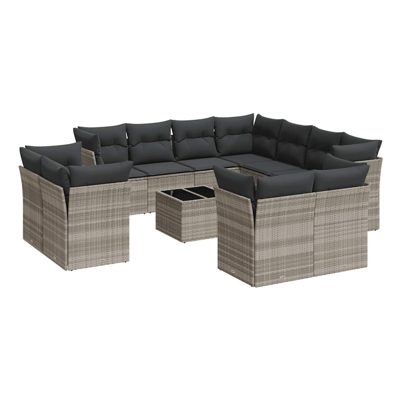 Afuera Living Contemporary 12 Piece Poly Rattan Sofa Set in Gray
