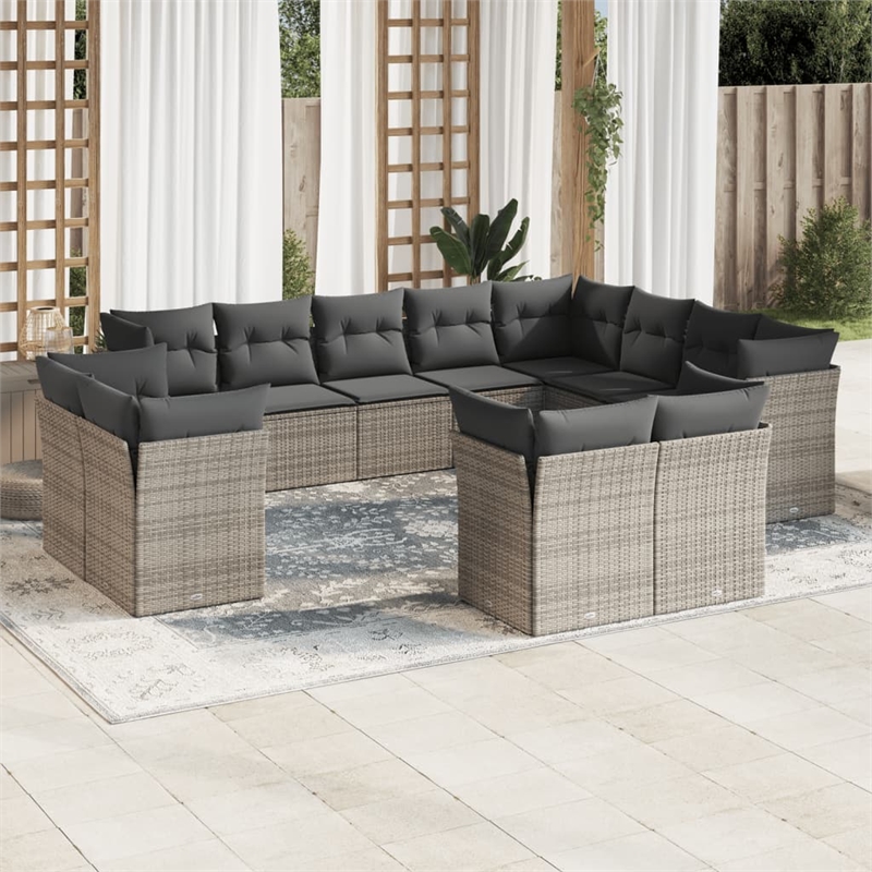 Afuera Living Contemporary Synthetic Poly Rattan Sofa Set in Gray