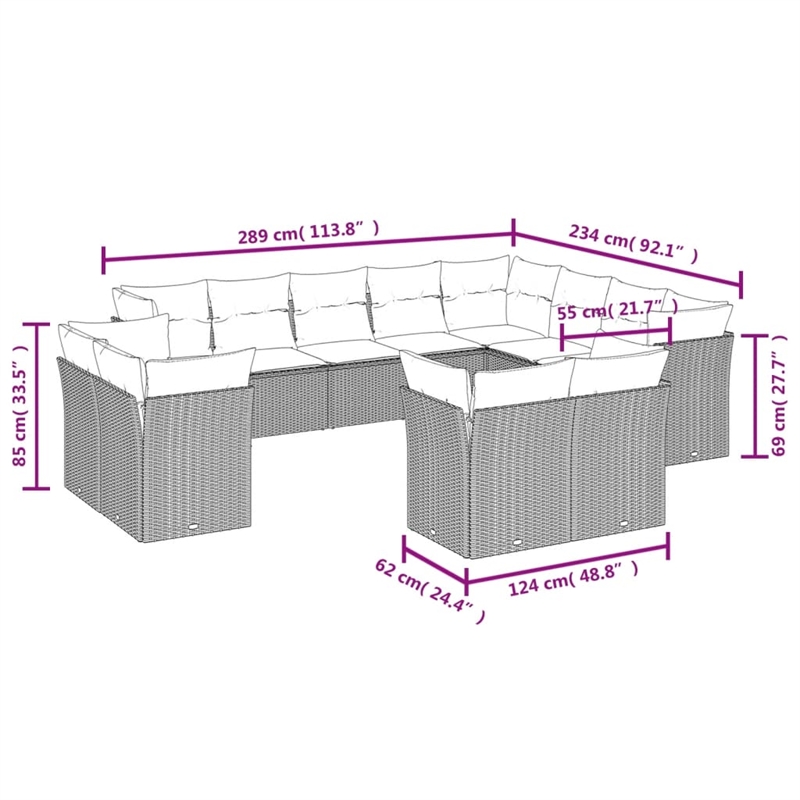Afuera Living Contemporary Synthetic Poly Rattan Sofa Set in Gray