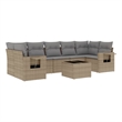 Afuera Living Contemporary 8 Piece Poly Rattan Large Sofa Set in Beige