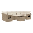 Afuera Living Contemporary Synthetic Poly Rattan Large Sofa Set in Beige