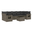 Afuera Living Contemporary 8 Piece Poly Rattan Large Sofa Set in Gray