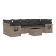 Afuera Living Contemporary 8 Piece Poly Rattan Large Sofa Set in Gray