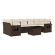 Afuera Living Contemporary 8 Piece Poly Rattan Sofa Set in Brown/Cream