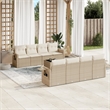 Afuera Living Contemporary Synthetic Poly Rattan 9 Piece  Sofa Set in Beige