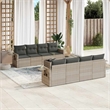 Afuera Living Contemporary 9 Piece Poly Rattan Sofa Set in Gray