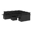 Afuera Living Contemporary 9 Piece Poly Rattan Sofa Set in Black