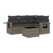 Afuera Living Contemporary 5 Piece Poly Rattan Small Sofa Set in Gray