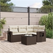 Afuera Living Contemporary 5 Piece Poly Rattan Sofa Set in Brown/Cream