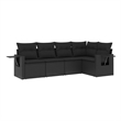 Afuera Living Contemporary 5 Piece Poly Rattan Sofa Set in Black