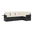 Afuera Living Contemporary 5 Piece Poly Rattan Large Sofa Set in Black