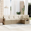 Afuera Living Contemporary Synthetic Poly Rattan 5 Piece Sofa Set in Beige
