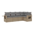 Afuera Living Contemporary 5 Piece Poly Rattan Sofa Set in Gray/Beige