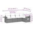 Afuera Living Contemporary 5 Piece Poly Rattan Sofa Set in Gray