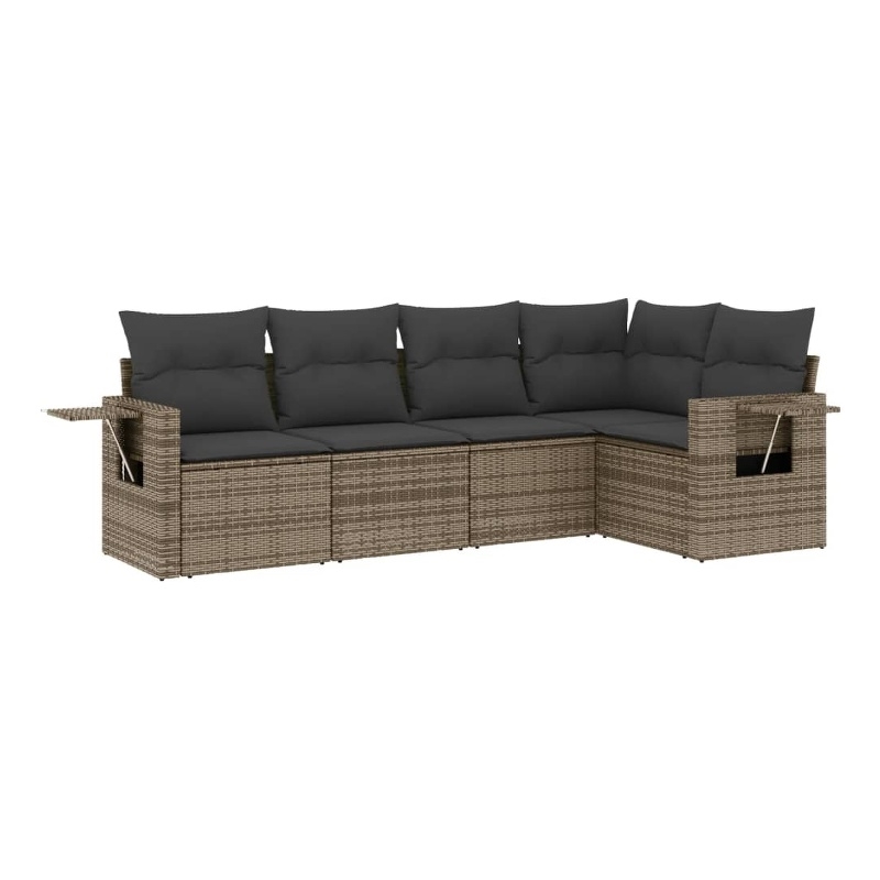 Afuera Living Contemporary 5 Piece Poly Rattan Sofa Set in Gray