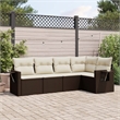 Afuera Living Contemporary Poly Rattan Sofa Set in Brown/Cream