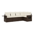 Afuera Living Contemporary Poly Rattan Sofa Set in Brown/Cream