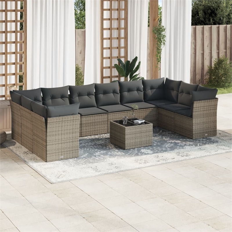 Afuera Living Contemporary Poly Rattan Large Sofa Set in Gray