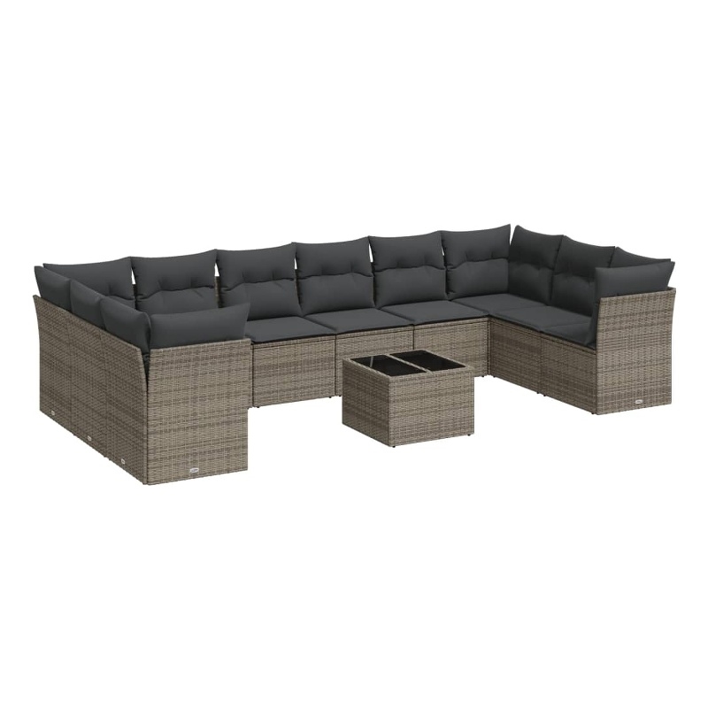 Afuera Living Contemporary Poly Rattan Large Sofa Set in Gray