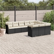 Afuera Living 10 Piece Poly Rattan Small Sofa Set in Black/Cream