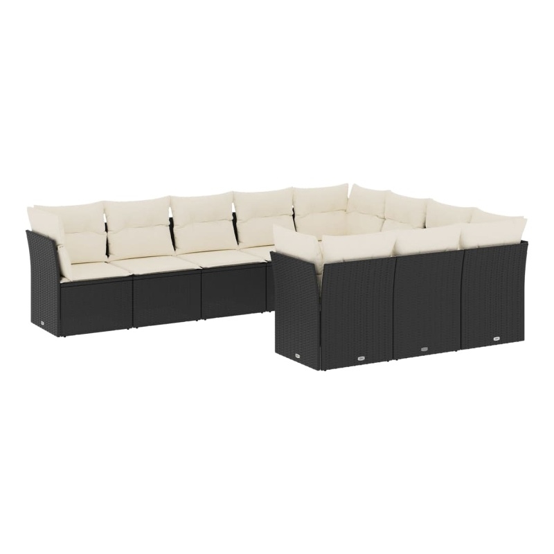 Afuera Living 10 Piece Poly Rattan Small Sofa Set in Black/Cream